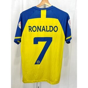 DUNEUS Al-Nassr FC 22 23 Cristiano Ronaldo 7 Home Jersey Yellow Blue Size M